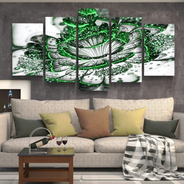 Quadros Decorativos Flor Digital Verde Sala Quarto - 2