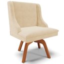 Ver mais imagens de Kit 4 Cadeiras Decorativas Sala de Jantar Base Giratória de Madeira Firenze Suede Bege/Natural G19 -