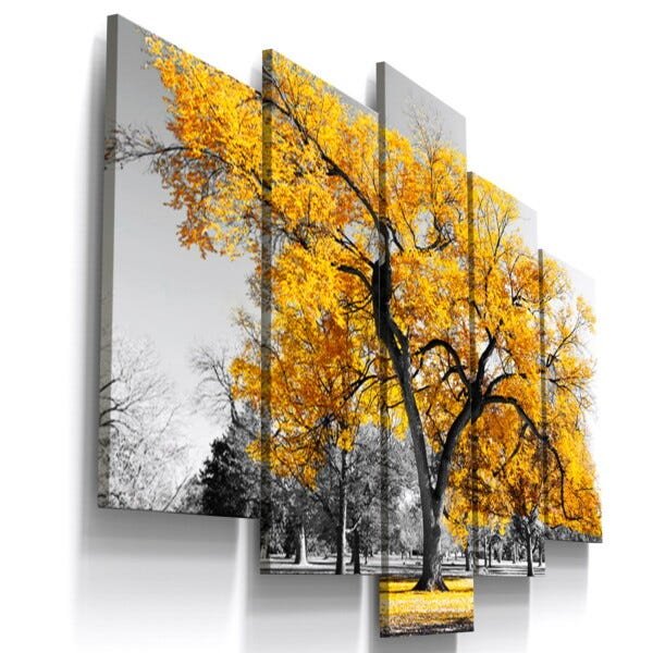 Quadros Decorativos Arvore Vida Amarelo Sala Quarto - 1