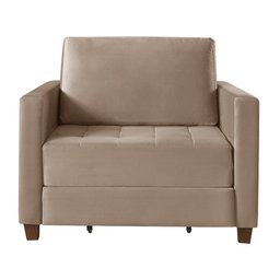Sofá Cama Marcelle 1 Lugar 100 Solteiro Veludo Paris Pés de Madeira - Talento Móveis - 3