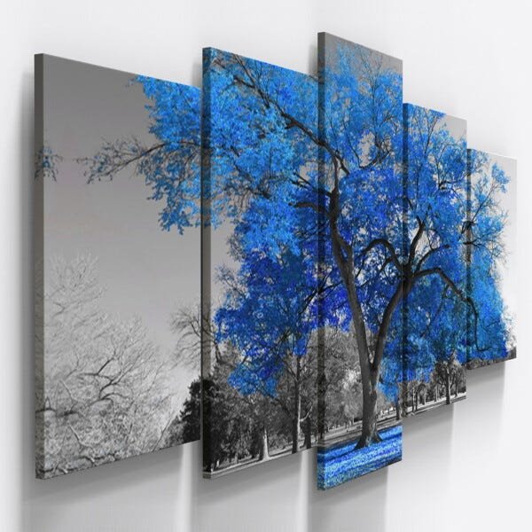 Quadros Decorativos Arvore Azul Botanico Sala - 1