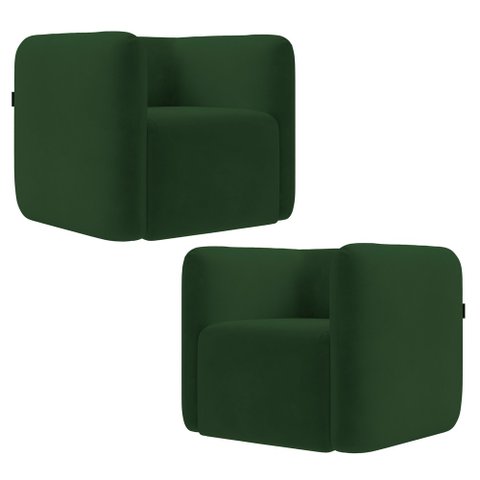 Poltrona para Sala de Estar Decorativa Kit com 2 Maggie K04 Veludo Verde - Mpozenato