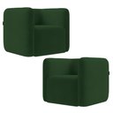 Ver imagem 1 de Poltrona para Sala de Estar Decorativa Kit com 2 Maggie K04 Veludo Verde - Mpozenato