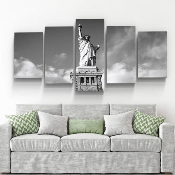 Quadros Decorativos Estatua Liberdade Preto Br. Sala - 2