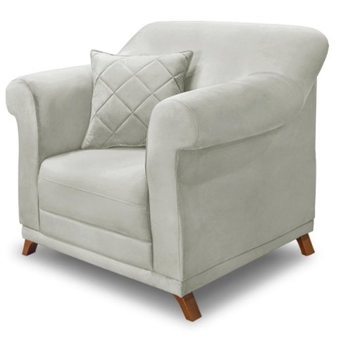 Poltrona Decorativa Retro Polo com Almofada Veludo 2223 Ezz 2223