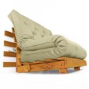 Ver imagem 1 de Sofá Cama Casal Futon Tokio D33 Madeira Maciça Cor Mel - Cinza - Bege Claro