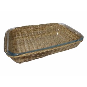 Travessa de Vidro Retangular c/Rattan 2200ml MIMO STYLE