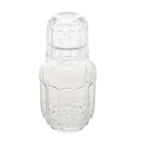 Moringa de Vidro com Copo Faces Jarra para Água 500ml/145ml