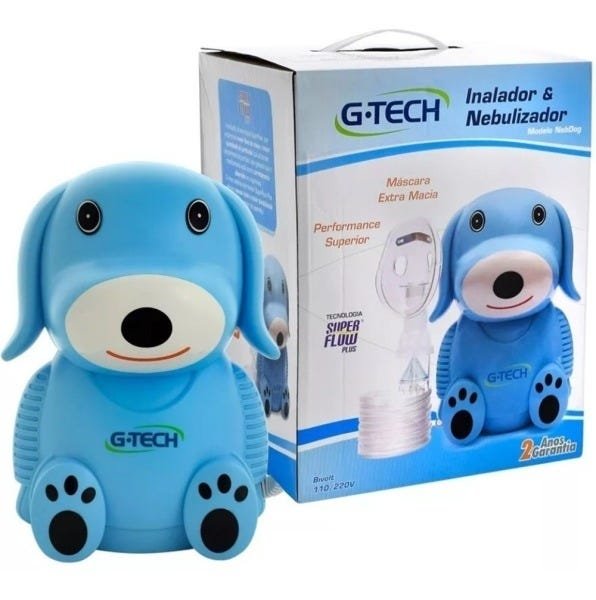 Nebulizador Infantil Nebdog Azul Inalador Bivolt G-tech - 2