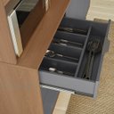 Ver imagem 4 de Armário Cozinha Compacta Viena Jequitibá/Cinza Fosco 8 portas 2 Gavetas Adega para 4 Garrafas e Pés