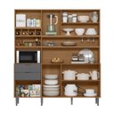 Ver imagem 2 de Armário Cozinha Compacta Viena Jequitibá/Cinza Fosco 8 portas 2 Gavetas Adega para 4 Garrafas e Pés 