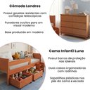 Ver imagem 2 de Conjunto Cama Infantil Luna Plus 2 Baús e Escada + Cômoda Londres 6 Gavetas Nature