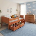 Ver imagem 1 de Conjunto Cama Infantil Luna Plus 2 Baús e Escada + Cômoda Londres 6 Gavetas Nature