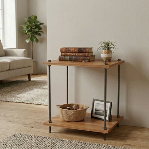 Mesa de Cabeceira Suspensa Marrom Mdf Quarto Mesa de Cabeceira Retro Estilo Industrial Moderna Baixo
