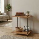 Ver imagem 1 de Mesa de Cabeceira Suspensa Marrom Mdf Quarto Mesa de Cabeceira Retro Estilo Industrial Moderna Baixo