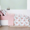 Ver imagem 3 de Kit Cobre Leito Colcha Maris Casal Padrão Estampado Dupla Face Percalle 200 Fios 3 Peças Hortê