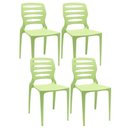 Ver imagem 1 de Kit 04 Cadeiras para Cozinha Área Gourmet Jardim Empilhável Larsen P03 Verde Claro - Lyam Decor