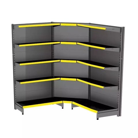 Gondola Parede 202 Fit Ate 2 Metros 1 Canto Preto 15b Pe Amarelo