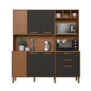 Ver imagem 3 de Armário de Cozinha Compacta Fidelitá Barcelona 180cm 7 Portas 2 Gaveta com Tampo e Fundo Freijó/