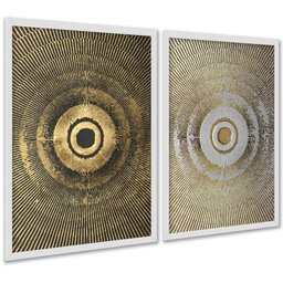 Kit 2 Quadros Decorativos Abstratos Hachura 45x34cm:moldura Branca - 1