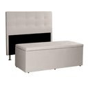 Ver imagem 1 de Kit Cabeceira e Calçadeira Baú King 1,95m Berlim Suede - Pallazio Cor Rosa