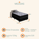 Ver imagem 3 de Cama Box Solteiro 88x188x60 Molas Ensacadas Suíça Preto