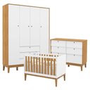 Ver imagem 1 de Quarto de Bebe Unique 4 Portas com Cômoda 6 Gavetas Branco Soft Freijó Eco Wood - Matic