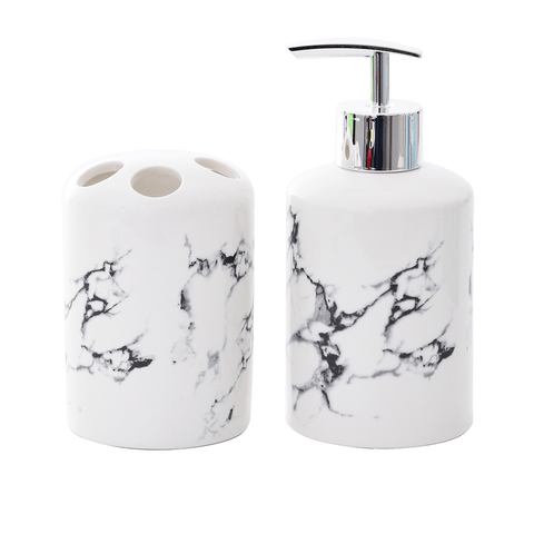 Conjunto Lavabo Banheiro Saboneteira Líquida Porta Escova / Kb-119 Pgb Conjunto 2 Peças Banheiro / K