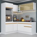 Ver imagem 3 de Armário de Cozinha Completa de Canto com Rodapé Veneza Multimóveis V2098 Branco/Dourado