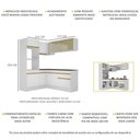 Ver imagem 4 de Armário de Cozinha Completa de Canto com Rodapé Veneza Multimóveis V2098 Branco/Dourado