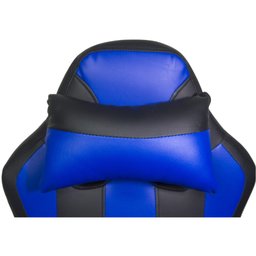 CADEIRA GAMER AZUL GIRATORIA AJUSTE DE ALTURA BASE DE FERRO PINTADO E DUAS ALMOFADAS  - 4