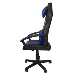 CADEIRA GAMER AZUL GIRATORIA AJUSTE DE ALTURA BASE DE FERRO PINTADO E DUAS ALMOFADAS  - 6