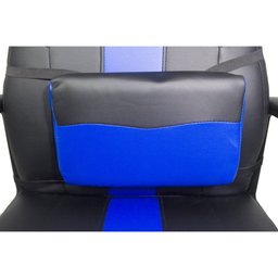 CADEIRA GAMER AZUL GIRATORIA AJUSTE DE ALTURA BASE DE FERRO PINTADO E DUAS ALMOFADAS  - 3