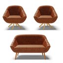 Ver imagem 1 de Kit 01 Namoradeira 02 Lugares e 02 Poltronas Giratória Giovana Corano Base Madeira MA30 - D’Rossi -