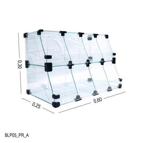 Baleiro Preto de Vidro Piramide - 0,60 X 0,30 X 0,25m