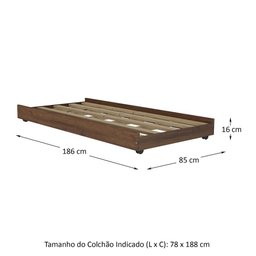 Cama Auxiliar Solteiro para Colchão 78 x 188cm Multimóveis CR35091 Imbuia - 2