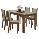 Ver imagem 2 de Conjunto Sala de Jantar Magnólia Mesa Tampo de Vidro 4 Cadeiras Rustic/crema/sintético Bege Madesa