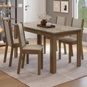 Ver imagem 1 de Conjunto Sala de Jantar Magnólia Mesa Tampo de Vidro 4 Cadeiras Rustic/crema/sintético Bege Madesa
