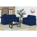 Ver imagem 1 de Capa para Sofá 2 e 3 Lugares em Malha Elástica Azul Marinho - a Favorita