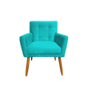 Ver imagem 2 de Kit 2 Poltronas Decorativa Onix Suede Azul Tifany Pés Madeira Mz Decor