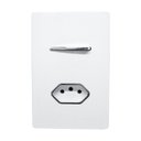 Ver imagem 2 de 1 Interruptor Paralelo + Tomada Univ 2P+T 10A Cromados com Placa 4x2 Branca - Novara idn