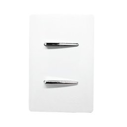 2 Interruptores Simples Horizontais Cromados com Placa 4x2 Branca - Novara idn - 3