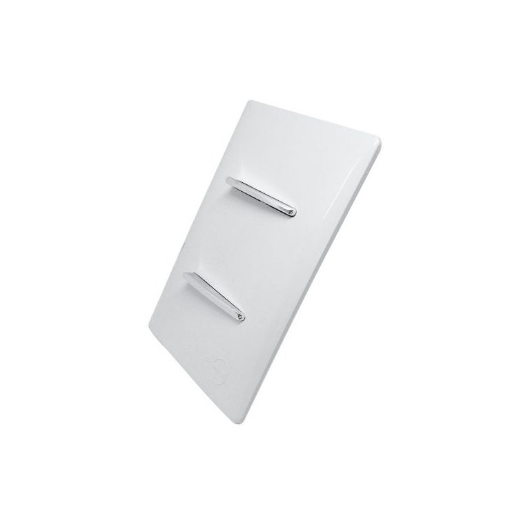 2 Interruptores Simples Horizontais Cromados com Placa 4x2 Branca - Novara idn