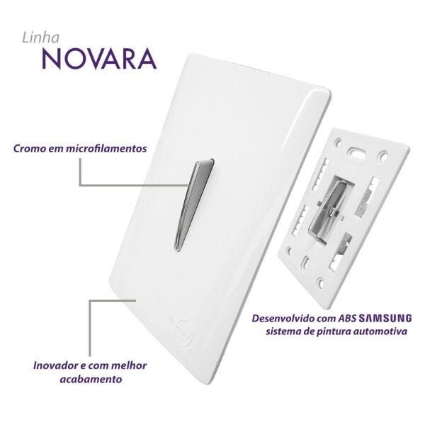 2 Interruptores Simples Horizontais Cromados com Placa 4x2 Branca - Novara idn - 4