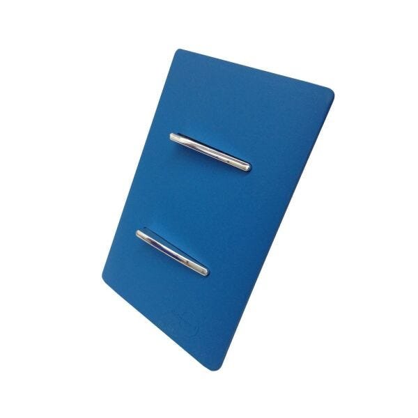 1 Interruptores Simples + 1 Paralelo Com Placa 4x2 Azul Fosco - Novara Colors - 1