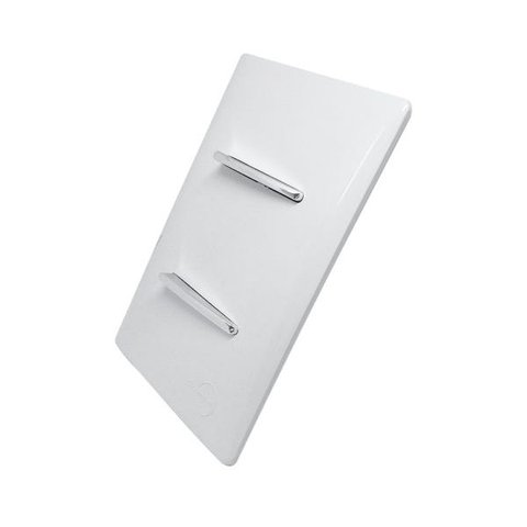 2 Interruptores Paralelos Horizontais Cromados com Placa 4x2 Branca - Novara idn