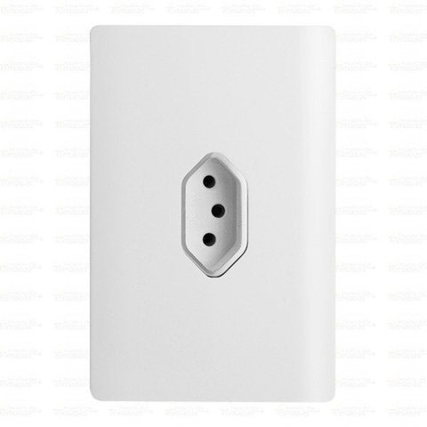 Tomada Univ 2P+T 20A Vertical Cromada com Placa 4x2 Branca - Novara tdn