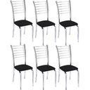 Ver imagem 1 de Kit 6 Cadeiras Iara Cromada para Cozinha-Corino Preto-Gat Magazine