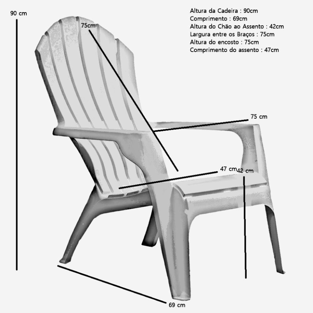 Poltrona Cadeira Adirondack Pavão Jardim Plástico Branca - 2