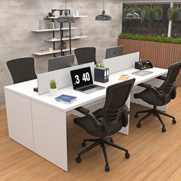 Estação de Trabalho Mesa Plataforma Escritório 1200x600 4 Lugares Netmobil - Branco - 2